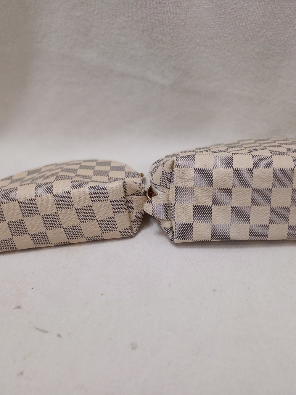 Cream and Gray Checkered Zip Cosmetic Pouch Duo - Picture 9 of 10